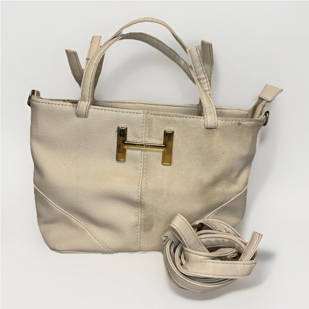 Pink Halston Faux Leather & Suede Hand/Crossbody Bag #5698